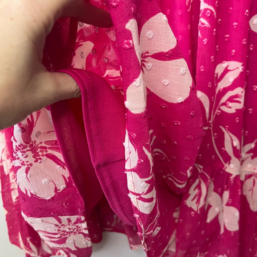 NEW Torrid 2X Mini Clip Dot Voluminous Babydoll Dress Emma Floral Pink Tropical - Picture 11 of 15